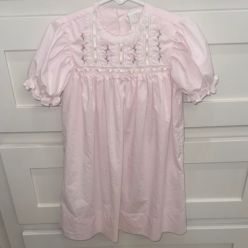 Lullaby Set 4T pink dress w/ lace & ribbon details - like new! Worn/ washed once